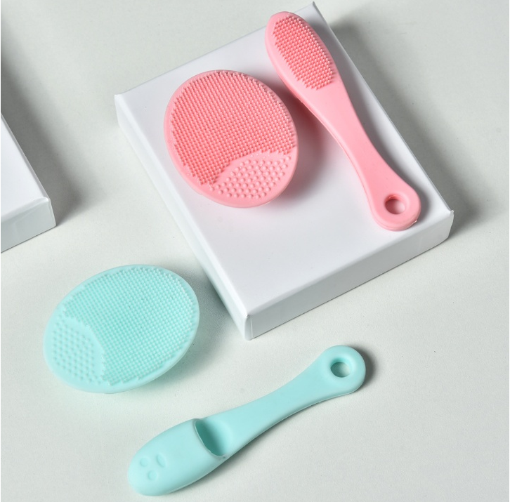 Silicone Face Cleansing Brush Super Soft Water Drop Facial Brush with Handle