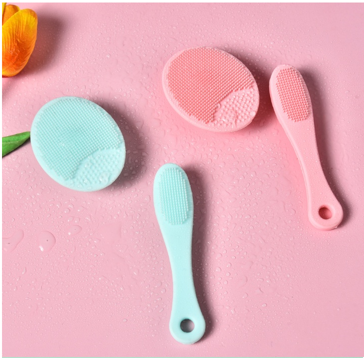 Silicone Face Cleansing Brush Super Soft Water Drop Facial Brush with Handle