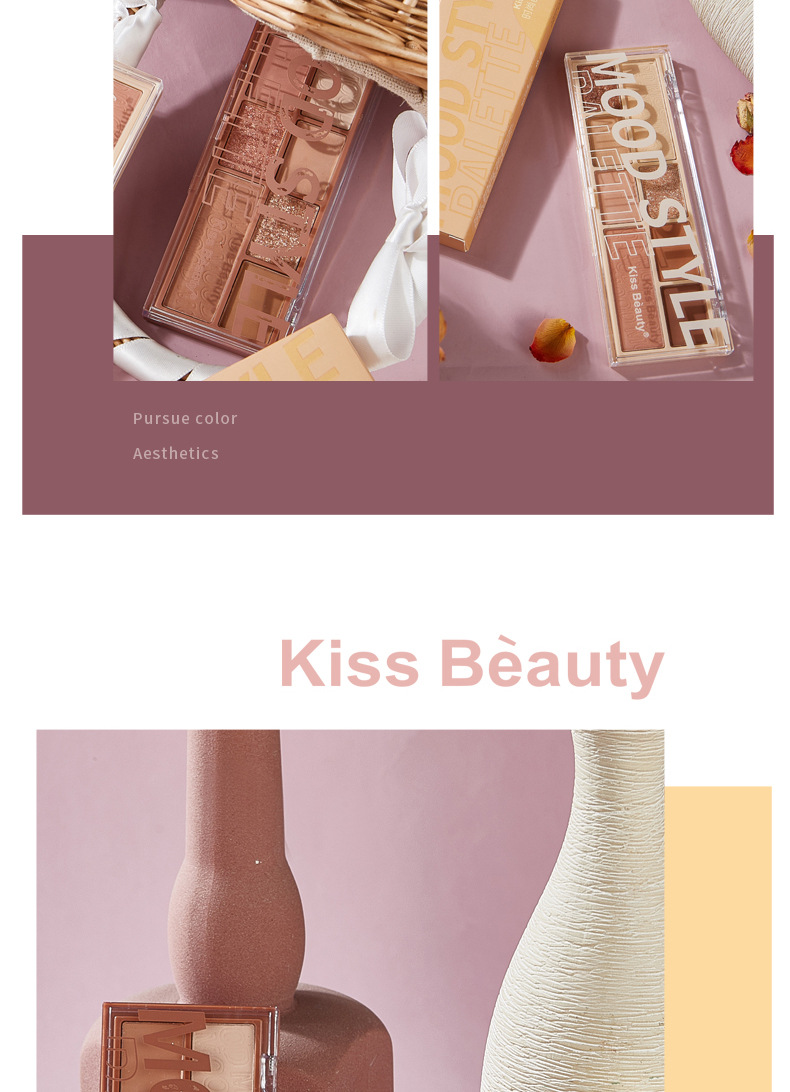 Kiss Beauty Eight-Color Fashion Tone Eye Shadow Plate Portable Small Kit Matte Shimmer Earth Color Niche Net Red Kiss Beauty Eight-Color Fashion Tone Eye Shadow Plate Portable Small Kit Matte Shimmer Earth Color Niche Net Red