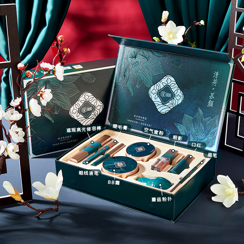 DDR Qing He Su Yan Makeup Set Nine-Piece Set Oriental Beauty Kit Lipstick Face Powder Liquid Eye Shadow Contour Stick
