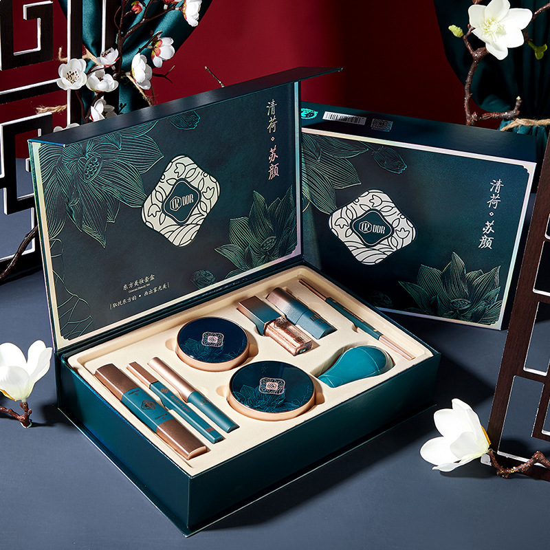 DDR Qing He Su Yan Makeup Set Nine-Piece Set Oriental Beauty Kit Lipstick Face Powder Liquid Eye Shadow Contour Stick