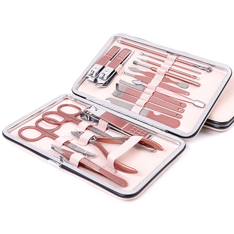 Eagle Mouth Stainless Steel Nail Clippers Set Manicure Beauty Scissors Tool Kit 18-Piece Manicure Pedicure Box