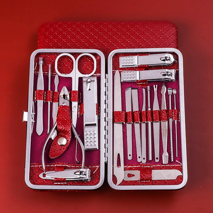 Eagle Mouth Stainless Steel Nail Clippers Set Manicure Beauty Scissors Tool Kit 18-Piece Manicure Pedicure Box