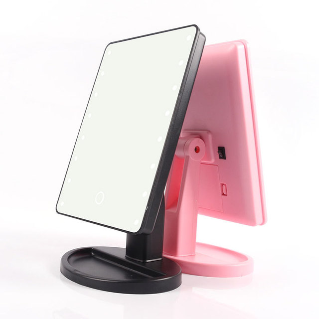 Touch Induction Led Light Desktop Storage Makeup Mirror 16/22 Lamp Makeup Mirror Desktop 360 Rotating Vanity Mirror