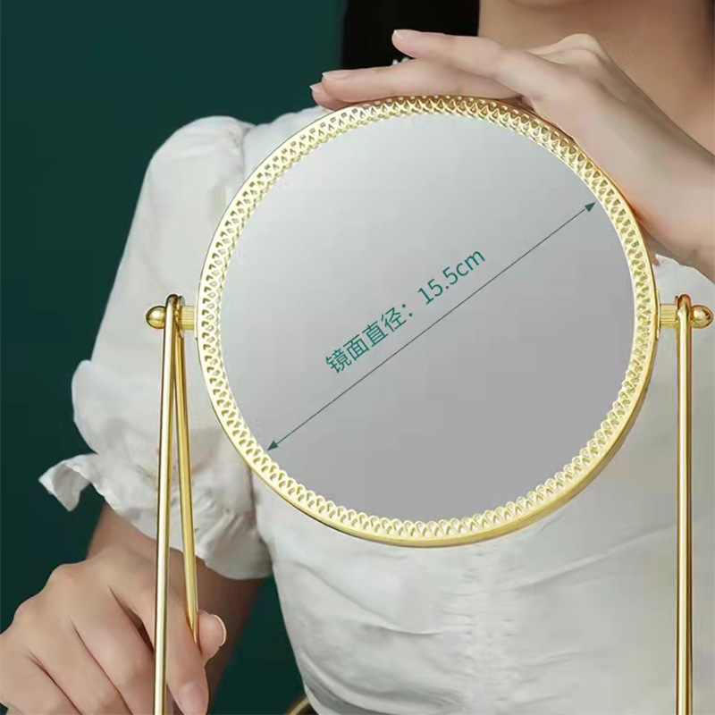 Factory Wholesale Golden Mirror Tray Retro Makeup Mirror Desktop Storage Box Ornament Cosmetic Storage Tray