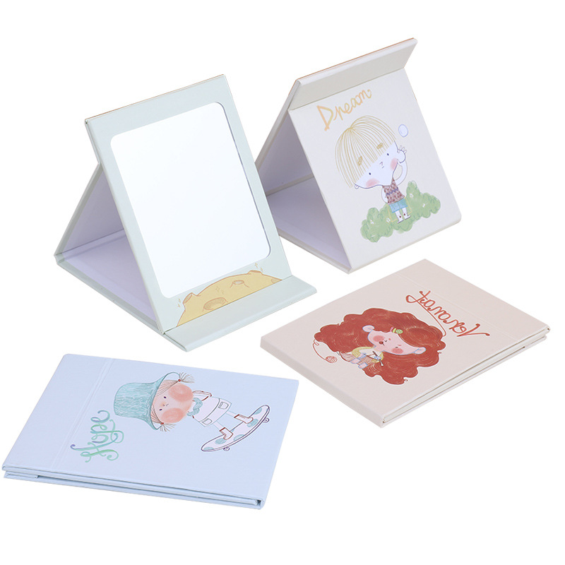 Paper Folding Makeup Mirror Cartoon Portable Portable Folding Mirror Desktop Desktop Dormitory Dressing Mirror