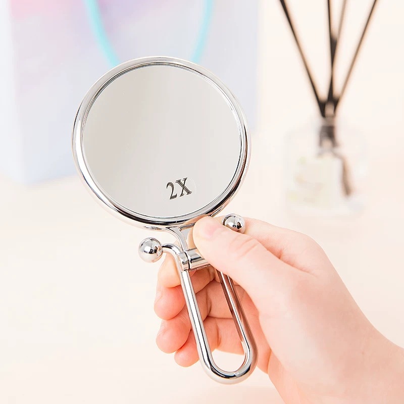 10 Times Magnification Small round Mirror 5 Times Makeup Mirror Princess Mirror Folding Portable Mirror HandHold Mirror