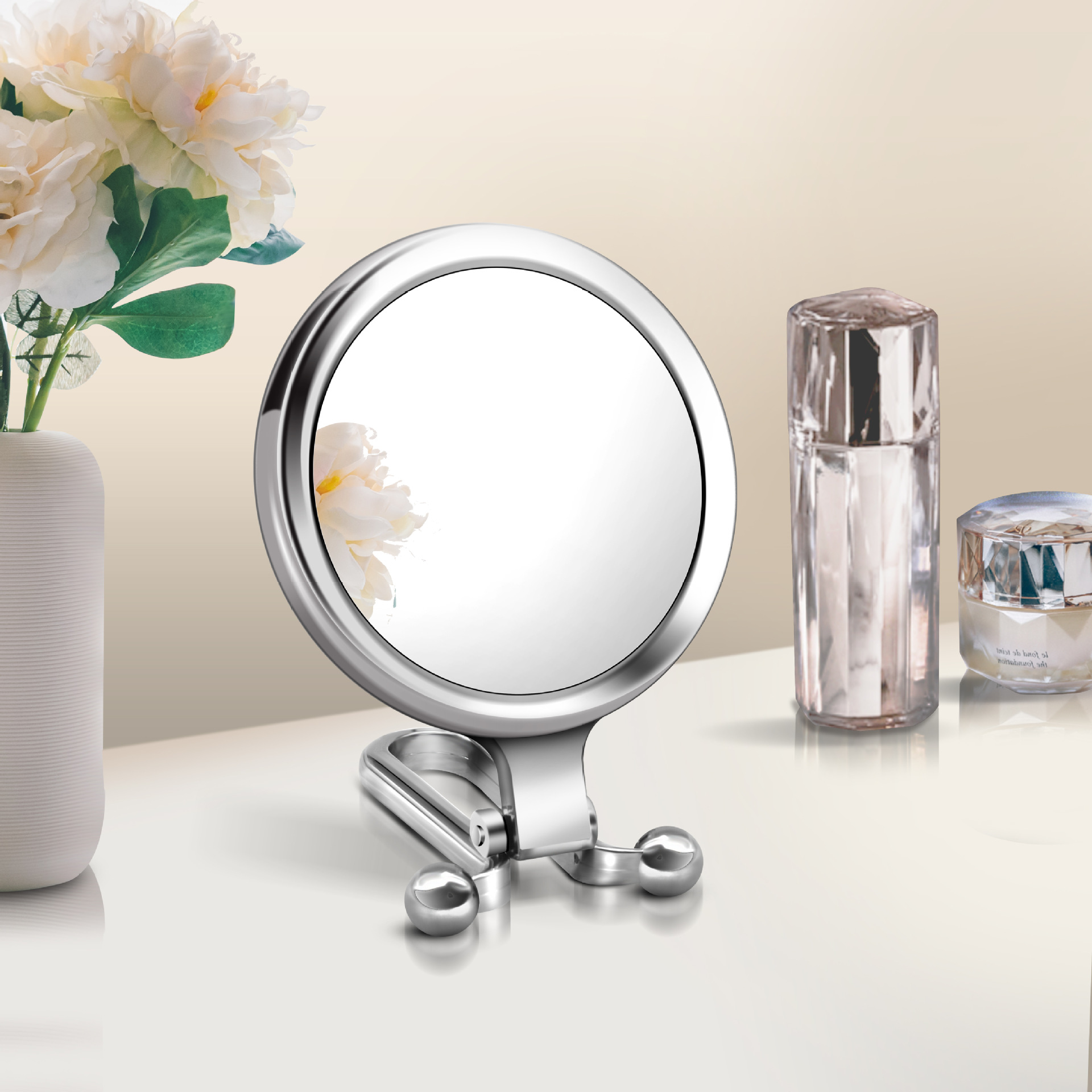 10 Times Magnification Small round Mirror 5 Times Makeup Mirror Princess Mirror Folding Portable Mirror HandHold Mirror