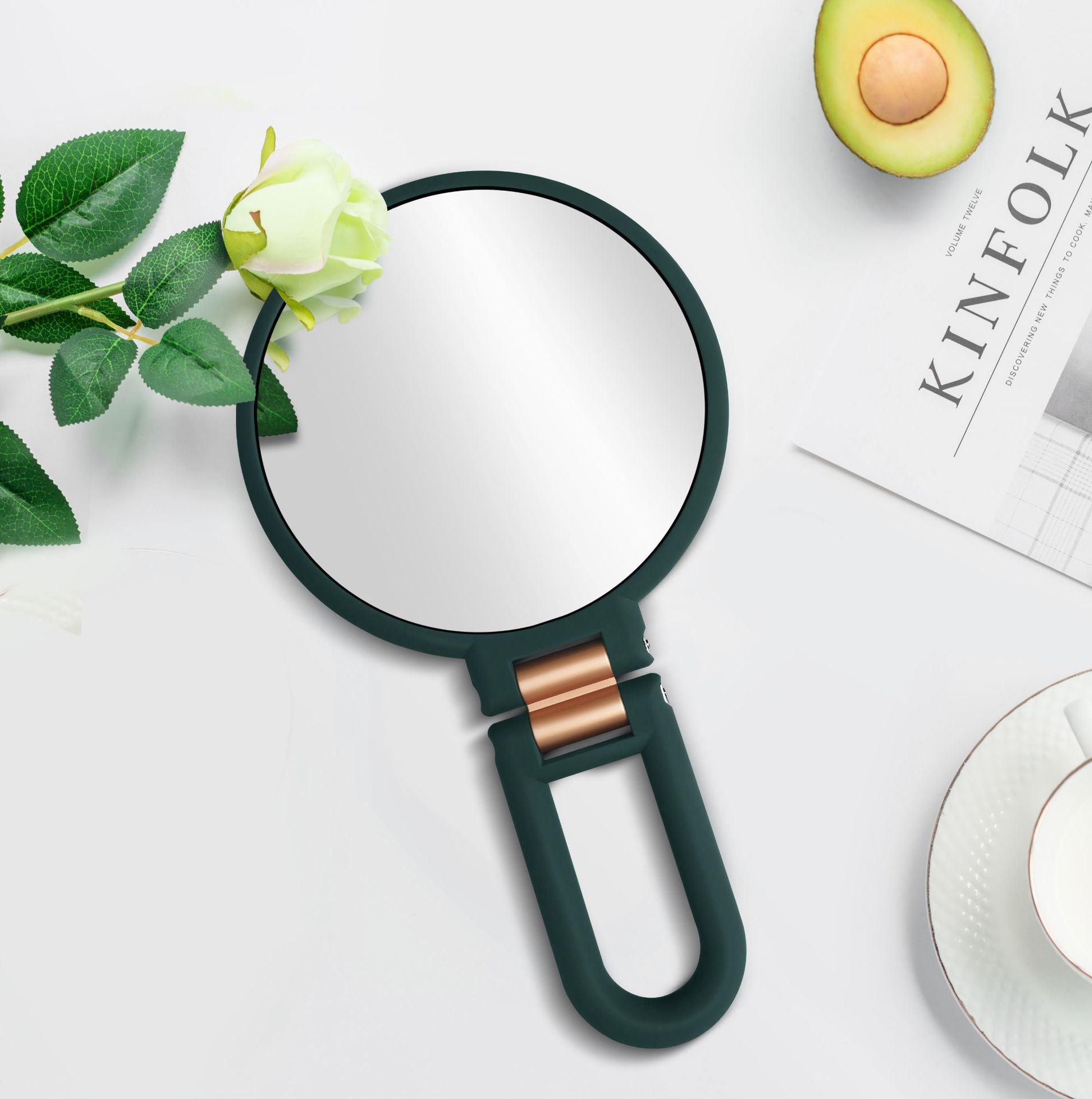 10 Times Magnification Small round Mirror 5 Times Makeup Mirror Princess Mirror Folding Portable Mirror HandHold Mirror