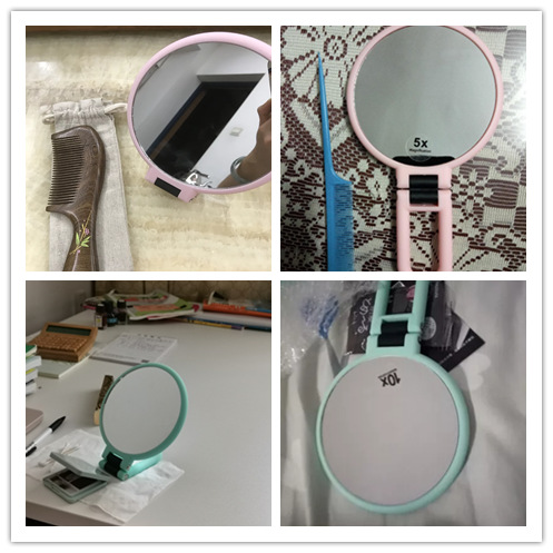 10 Times Magnification Small round Mirror 5 Times Makeup Mirror Princess Mirror Folding Portable Mirror HandHold Mirror