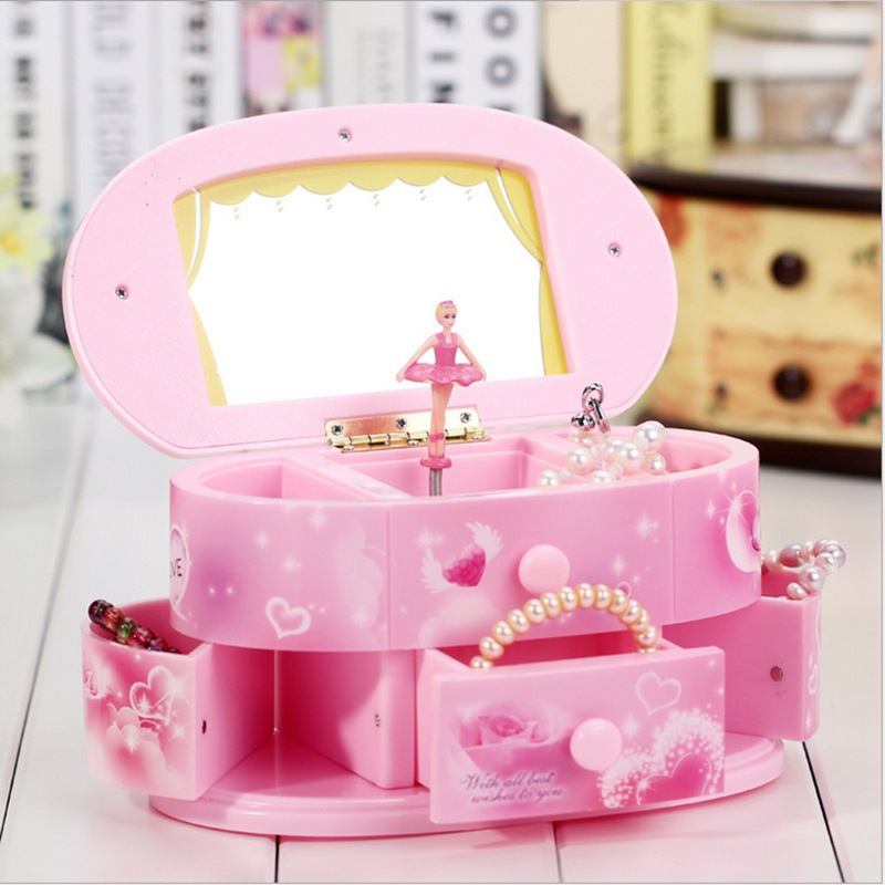 Multifunctional Makeup Mirror Music Box Rotating Dancing Ballet Girl Music Box Valentine&#039;s Day Girl Gift
