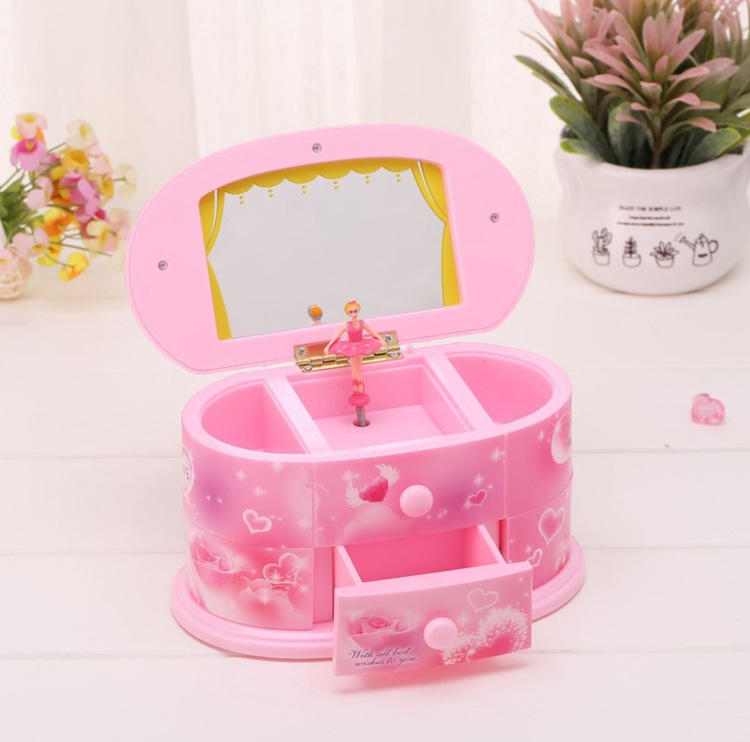 Multifunctional Makeup Mirror Music Box Rotating Dancing Ballet Girl Music Box Valentine's Day Girl Gift