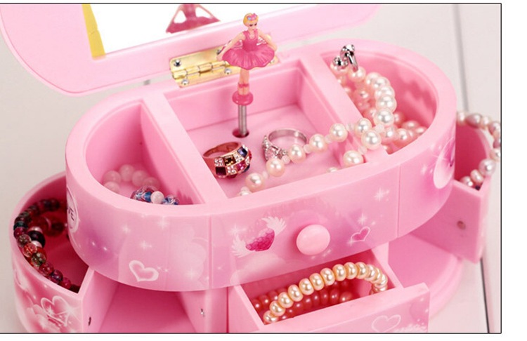 Multifunctional Makeup Mirror Music Box Rotating Dancing Ballet Girl Music Box Valentine's Day Girl Gift