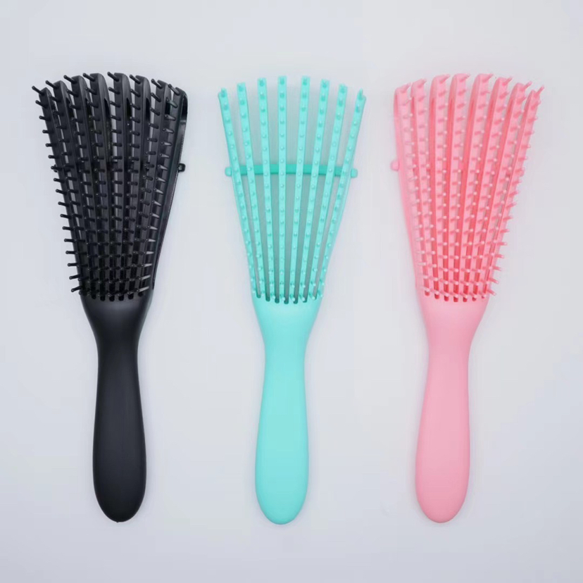 Eight-claw comb household knot-free antistatic dry and wet multi-functional straight roll smooth hair ribs styling comb