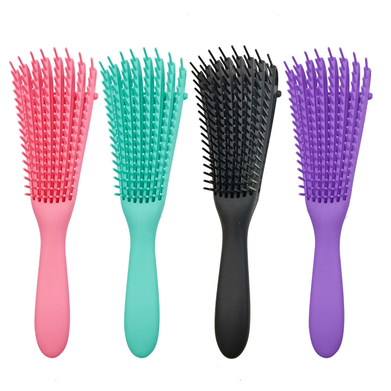 Eight-claw comb household knot-free antistatic dry and wet multi-functional straight roll smooth hair ribs styling comb