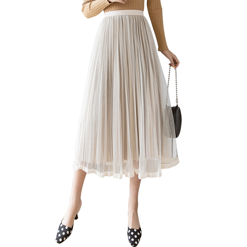 In the Spring of 2020, the new Korean version of the net Yarn pressed skirts Velvet MIDI skirts Big skirts