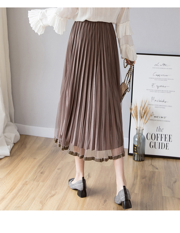 In the Spring of 2020, the new Korean version of the net Yarn pressed skirts Velvet MIDI skirts Big skirts In the Spring of 2020, the new Korean version of the net Yarn pressed skirts Velvet MIDI skirts Big skirts