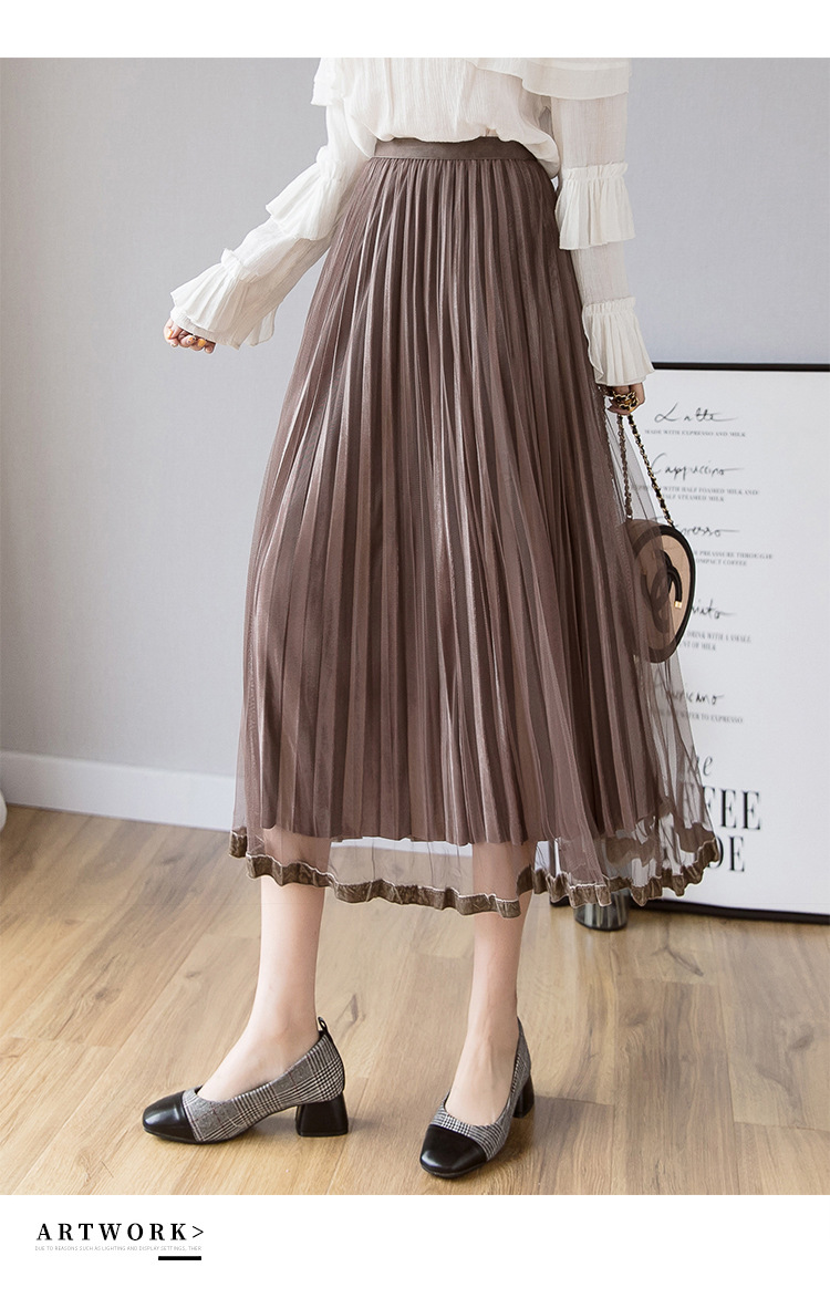 In the Spring of 2020, the new Korean version of the net Yarn pressed skirts Velvet MIDI skirts Big skirts In the Spring of 2020, the new Korean version of the net Yarn pressed skirts Velvet MIDI skirts Big skirts