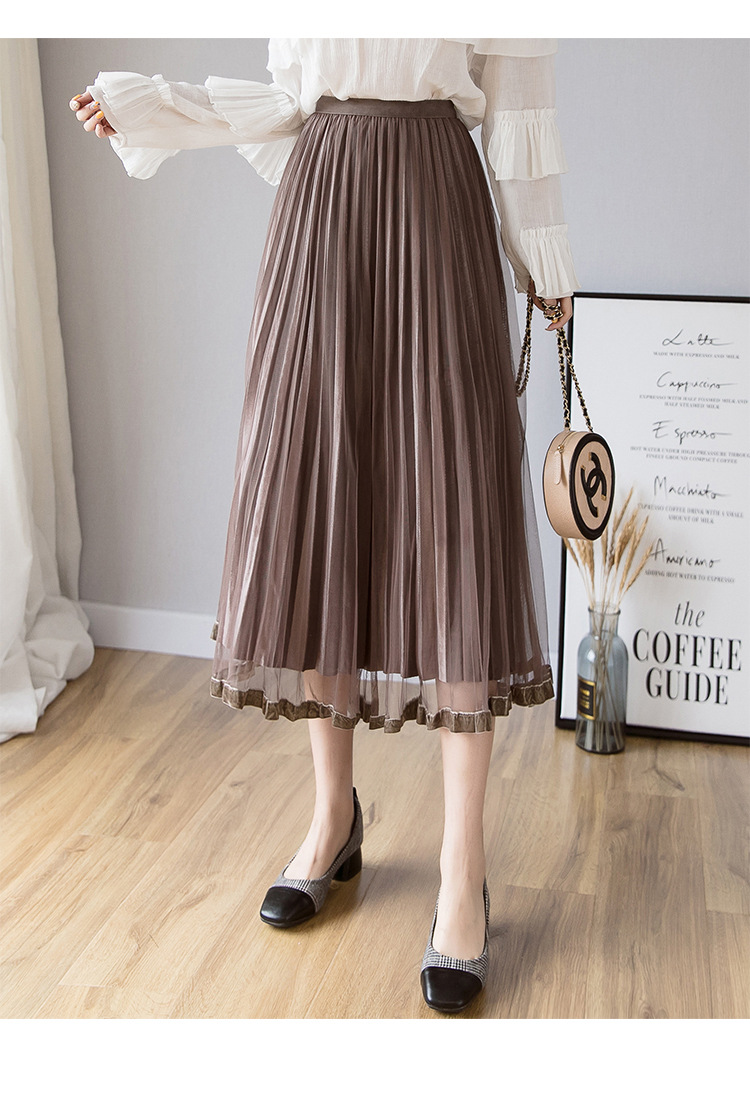 In the Spring of 2020, the new Korean version of the net Yarn pressed skirts Velvet MIDI skirts Big skirts In the Spring of 2020, the new Korean version of the net Yarn pressed skirts Velvet MIDI skirts Big skirts