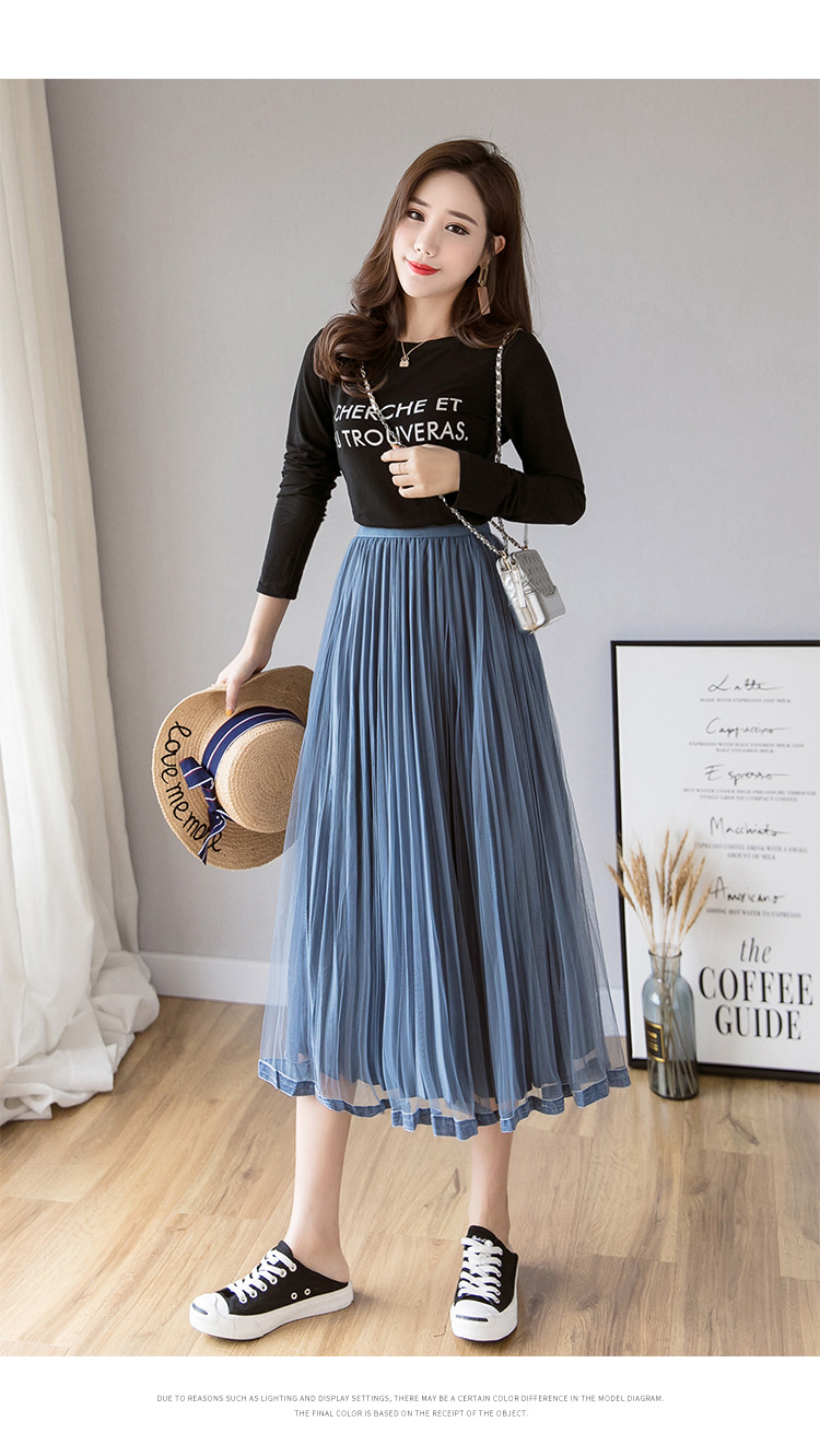 In the Spring of 2020, the new Korean version of the net Yarn pressed skirts Velvet MIDI skirts Big skirts In the Spring of 2020, the new Korean version of the net Yarn pressed skirts Velvet MIDI skirts Big skirts