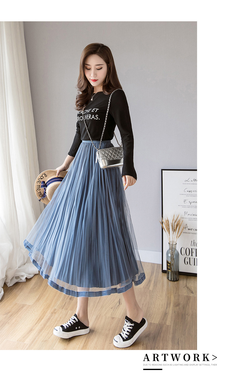In the Spring of 2020, the new Korean version of the net Yarn pressed skirts Velvet MIDI skirts Big skirts In the Spring of 2020, the new Korean version of the net Yarn pressed skirts Velvet MIDI skirts Big skirts