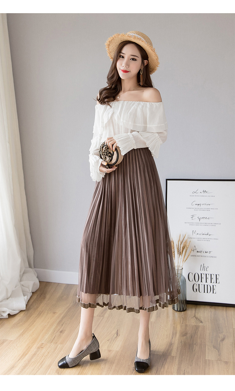 In the Spring of 2020, the new Korean version of the net Yarn pressed skirts Velvet MIDI skirts Big skirts In the Spring of 2020, the new Korean version of the net Yarn pressed skirts Velvet MIDI skirts Big skirts