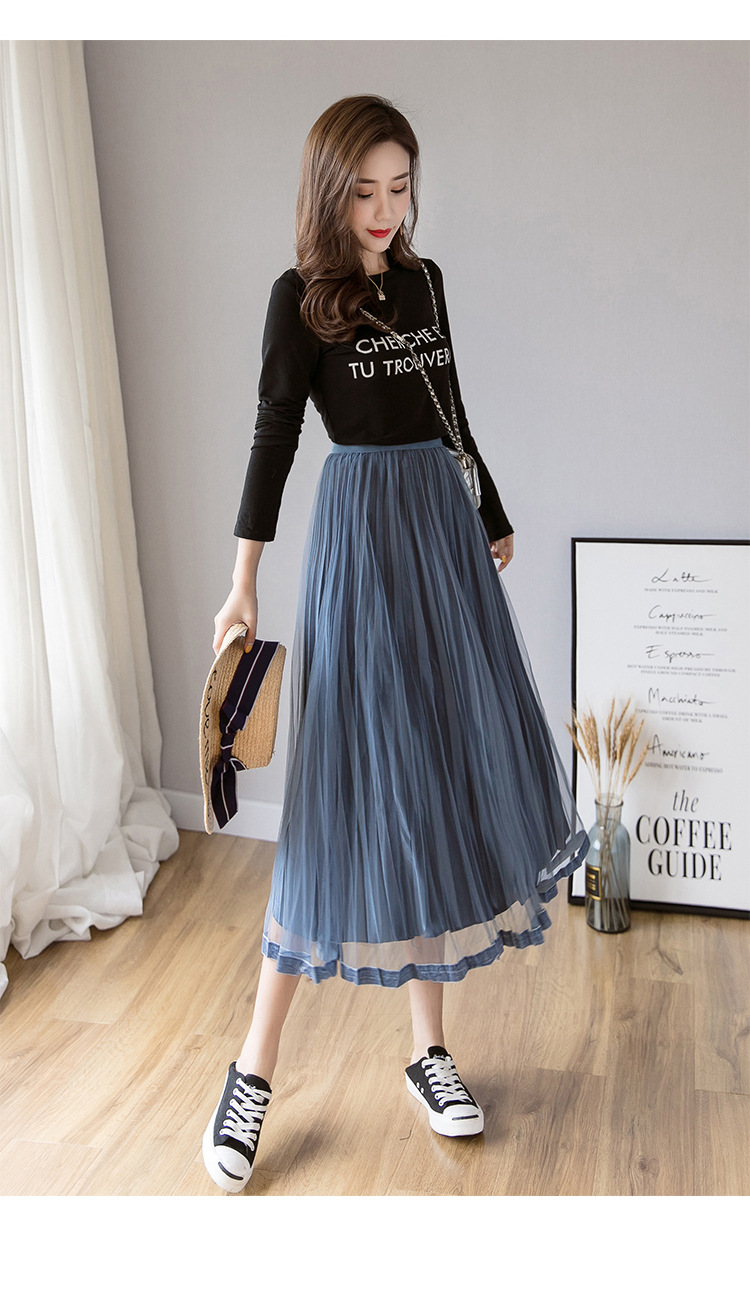 In the Spring of 2020, the new Korean version of the net Yarn pressed skirts Velvet MIDI skirts Big skirts In the Spring of 2020, the new Korean version of the net Yarn pressed skirts Velvet MIDI skirts Big skirts