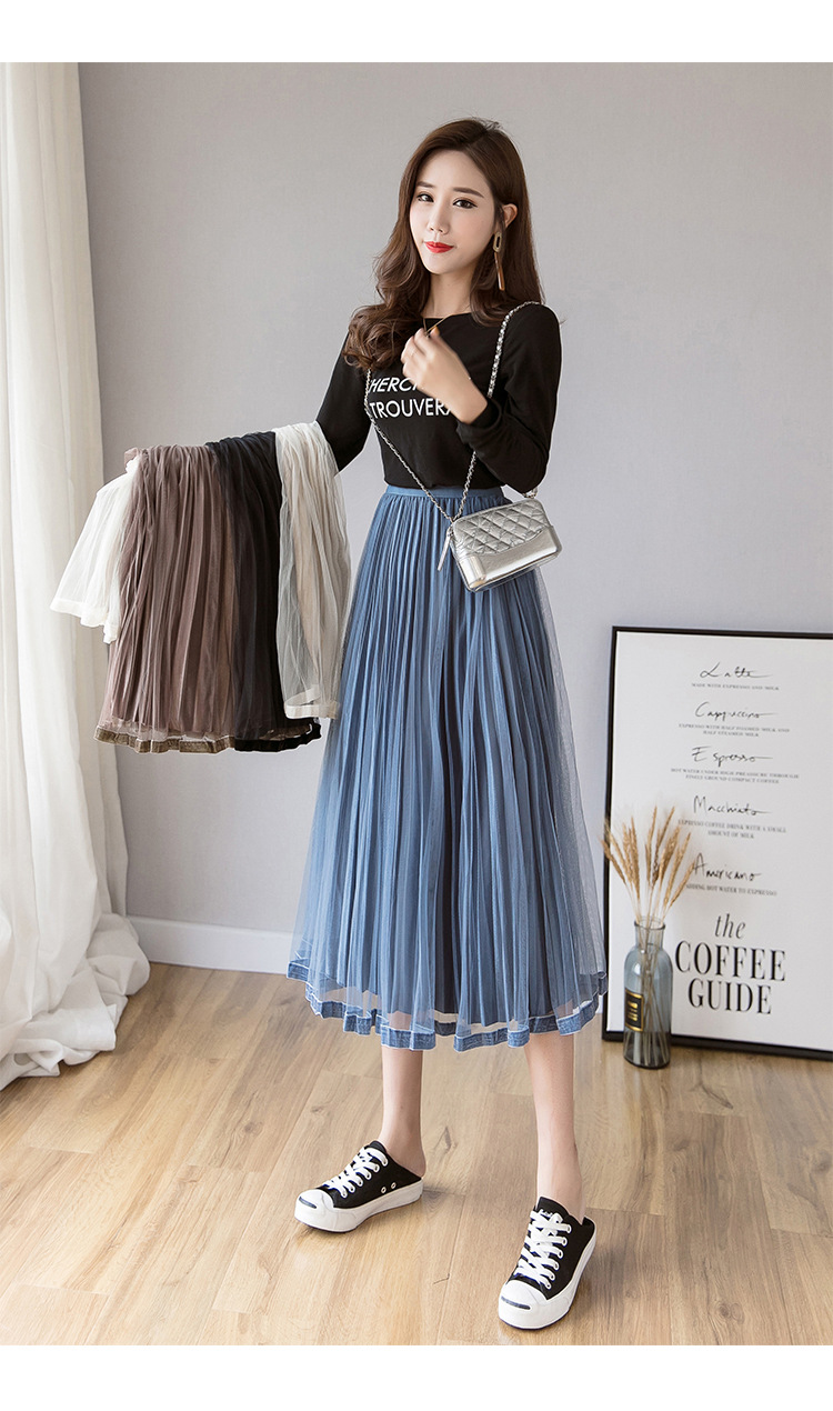 In the Spring of 2020, the new Korean version of the net Yarn pressed skirts Velvet MIDI skirts Big skirts In the Spring of 2020, the new Korean version of the net Yarn pressed skirts Velvet MIDI skirts Big skirts