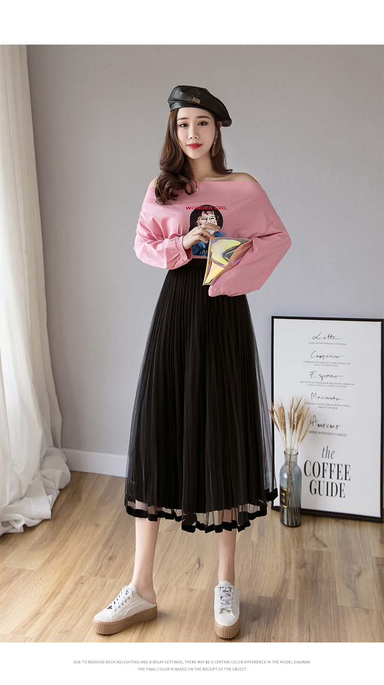 In the Spring of 2020, the new Korean version of the net Yarn pressed skirts Velvet MIDI skirts Big skirts In the Spring of 2020, the new Korean version of the net Yarn pressed skirts Velvet MIDI skirts Big skirts