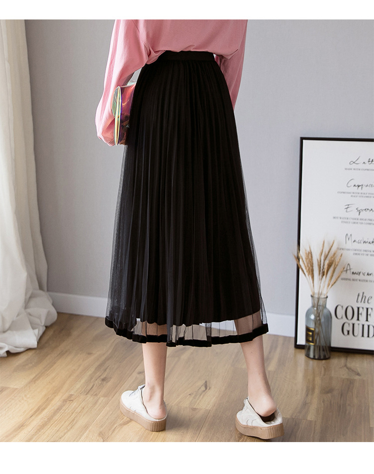 In the Spring of 2020, the new Korean version of the net Yarn pressed skirts Velvet MIDI skirts Big skirts In the Spring of 2020, the new Korean version of the net Yarn pressed skirts Velvet MIDI skirts Big skirts