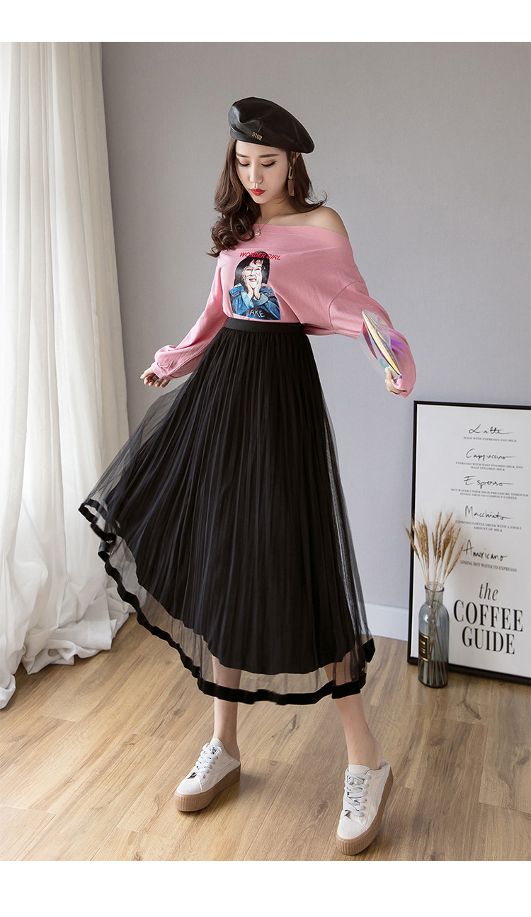 In the Spring of 2020, the new Korean version of the net Yarn pressed skirts Velvet MIDI skirts Big skirts In the Spring of 2020, the new Korean version of the net Yarn pressed skirts Velvet MIDI skirts Big skirts