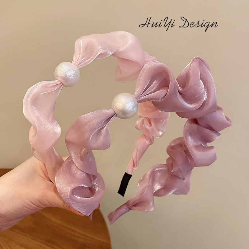 Korean Style Minimalist Solid Color Fine Hair Tie Hair Accessories Whole Fairy Net Red Pressed Hair Pleated Headband Korean Style Minimalist Solid Color Fine Hair Tie Hair Accessories Whole Fairy Net Red Pressed Hair Pleated Headband