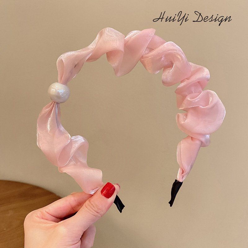 Korean Style Minimalist Solid Color Fine Hair Tie Hair Accessories Whole Fairy Net Red Pressed Hair Pleated Headband Korean Style Minimalist Solid Color Fine Hair Tie Hair Accessories Whole Fairy Net Red Pressed Hair Pleated Headband