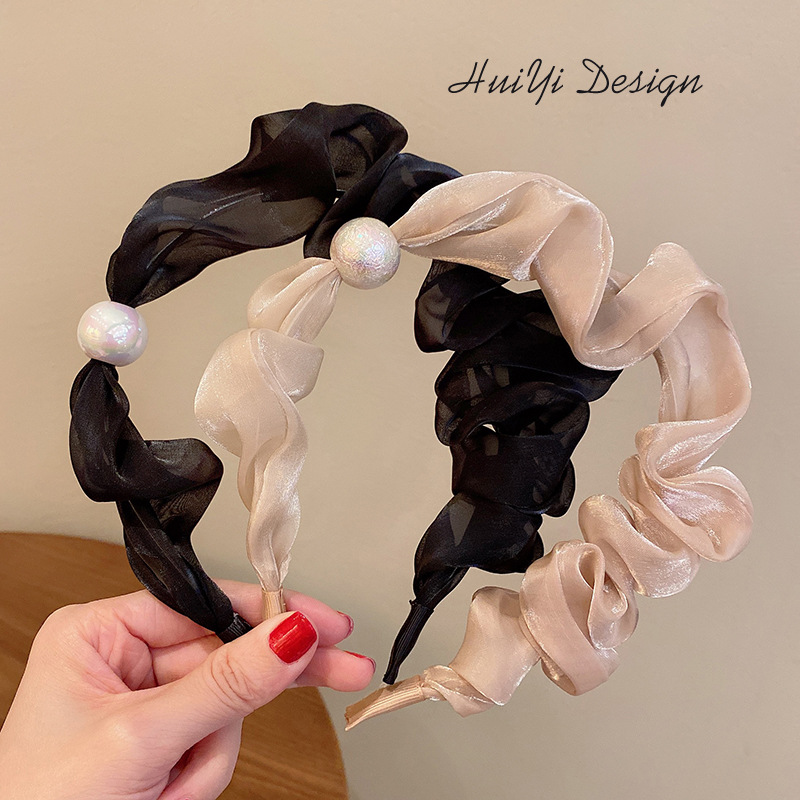 Korean Style Minimalist Solid Color Fine Hair Tie Hair Accessories Whole Fairy Net Red Pressed Hair Pleated Headband Korean Style Minimalist Solid Color Fine Hair Tie Hair Accessories Whole Fairy Net Red Pressed Hair Pleated Headband