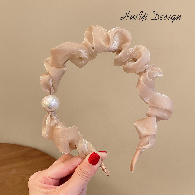 Korean Style Minimalist Solid Color Fine Hair Tie Hair Accessories Whole Fairy Net Red Pressed Hair Pleated Headband Korean Style Minimalist Solid Color Fine Hair Tie Hair Accessories Whole Fairy Net Red Pressed Hair Pleated Headband