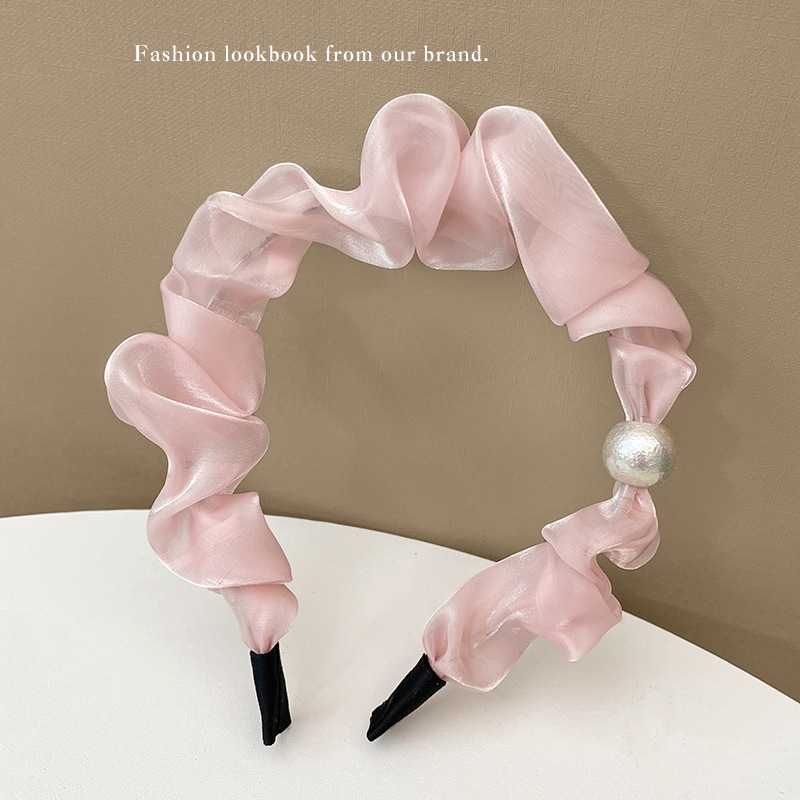 Korean Style Minimalist Solid Color Fine Hair Tie Hair Accessories Whole Fairy Net Red Pressed Hair Pleated Headband Korean Style Minimalist Solid Color Fine Hair Tie Hair Accessories Whole Fairy Net Red Pressed Hair Pleated Headband