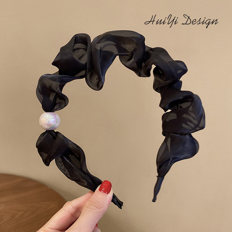 Korean Style Minimalist Solid Color Fine Hair Tie Hair Accessories Whole Fairy Net Red Pressed Hair Pleated Headband Korean Style Minimalist Solid Color Fine Hair Tie Hair Accessories Whole Fairy Net Red Pressed Hair Pleated Headband