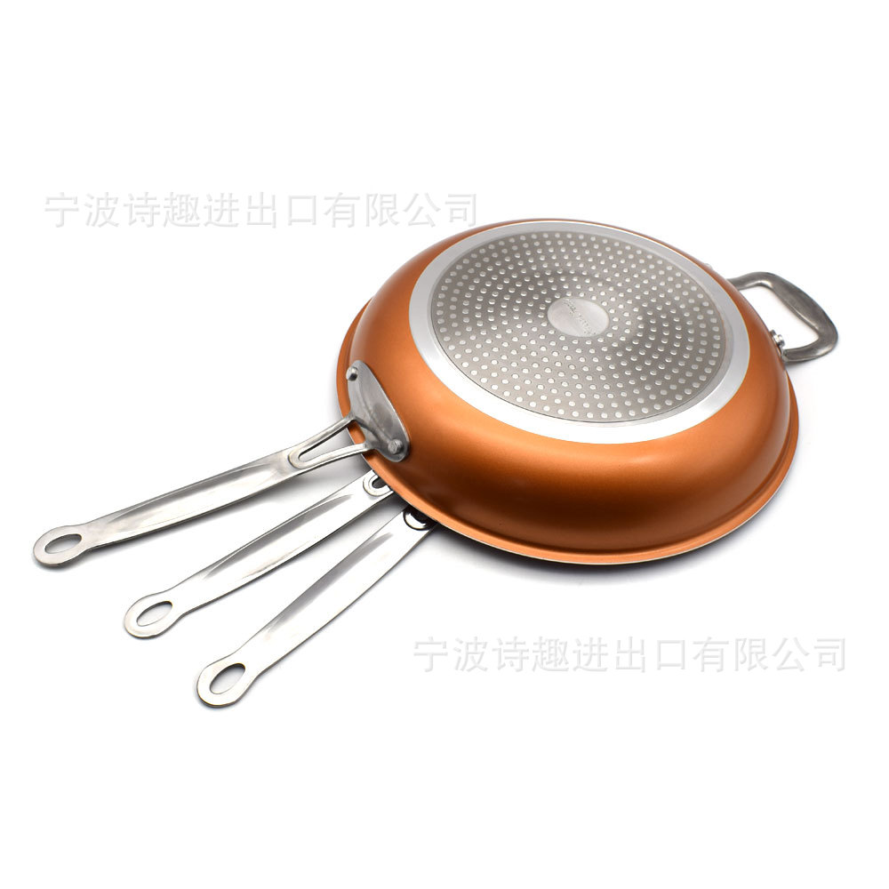 Copper Pan Copper Non-Stick Pan More Sizes round Pan Aluminum Alloy Pressed L Pan Double Bottom