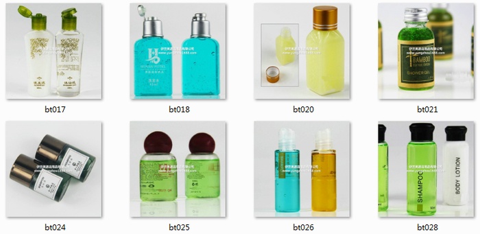 The hotel guest room disposable liquid soap shampoo