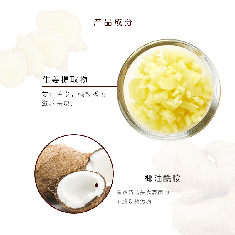 New Ginger Juice Essence Shampoo Ginger Black Bright Repair Anti-Dandruff Shampoo Plant Hair Care Hairdressing