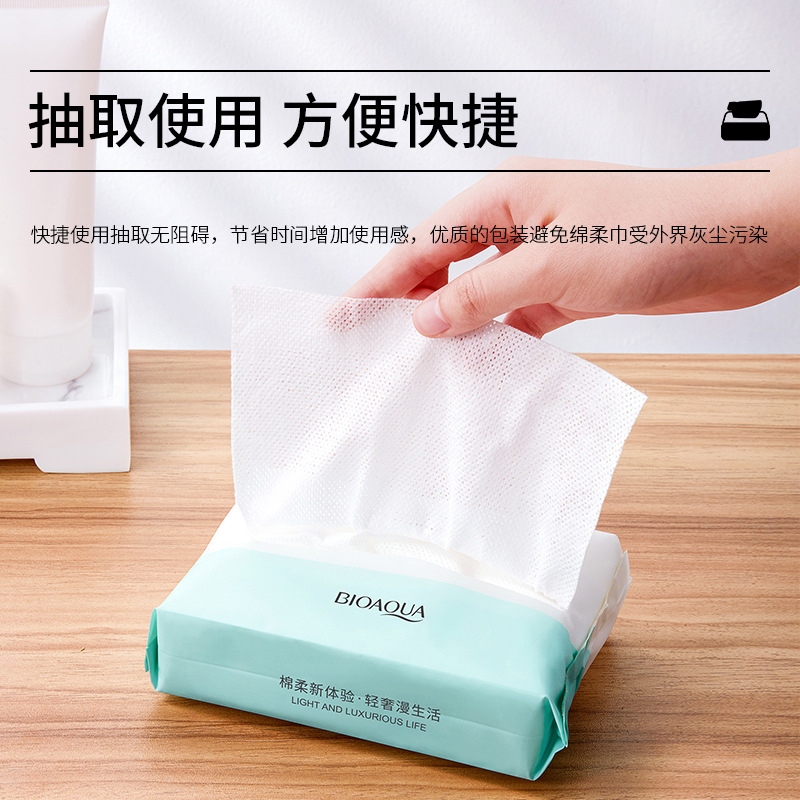 Bioaqua Wet and Dry Removable Cotton Pads Paper Convenient and Fast Wet and Dry Tissue Wipes Cotton Puff Wholesale