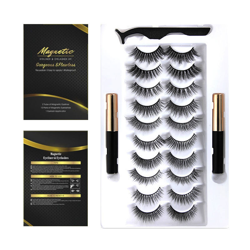Cross-Border Magnetic Eyelashes 10 Pairs Magnetic Liquid Eyeliner Eyelashes Magnetic Eyelashes Magnet Eyelashes Cross-Border Magnetic Eyelashes 10 Pairs Magnetic Liquid Eyeliner Eyelashes Magnetic Eyelashes Magnet Eyelashes