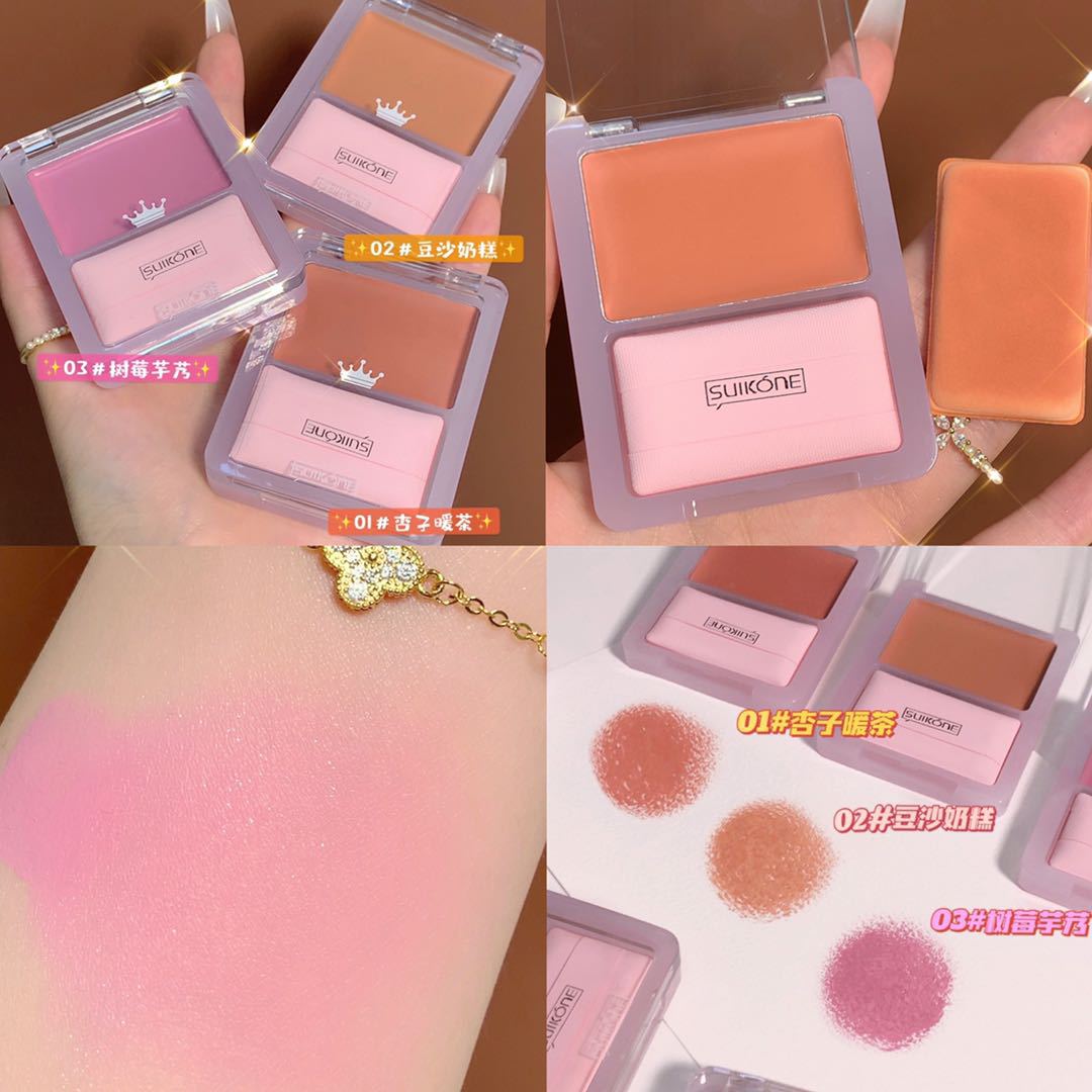 Suikone Clear Mousse Blusher Natural Nude Makeup Pearl Slightly Shiny Red Vigorous Girl Brightening Skin Color Plate