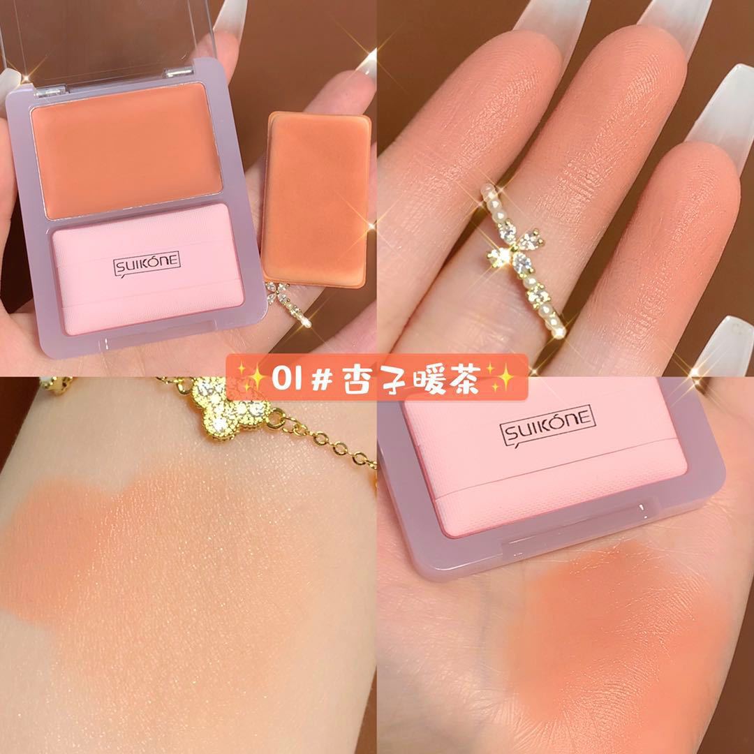 Suikone Clear Mousse Blusher Natural Nude Makeup Pearl Slightly Shiny Red Vigorous Girl Brightening Skin Color Plate