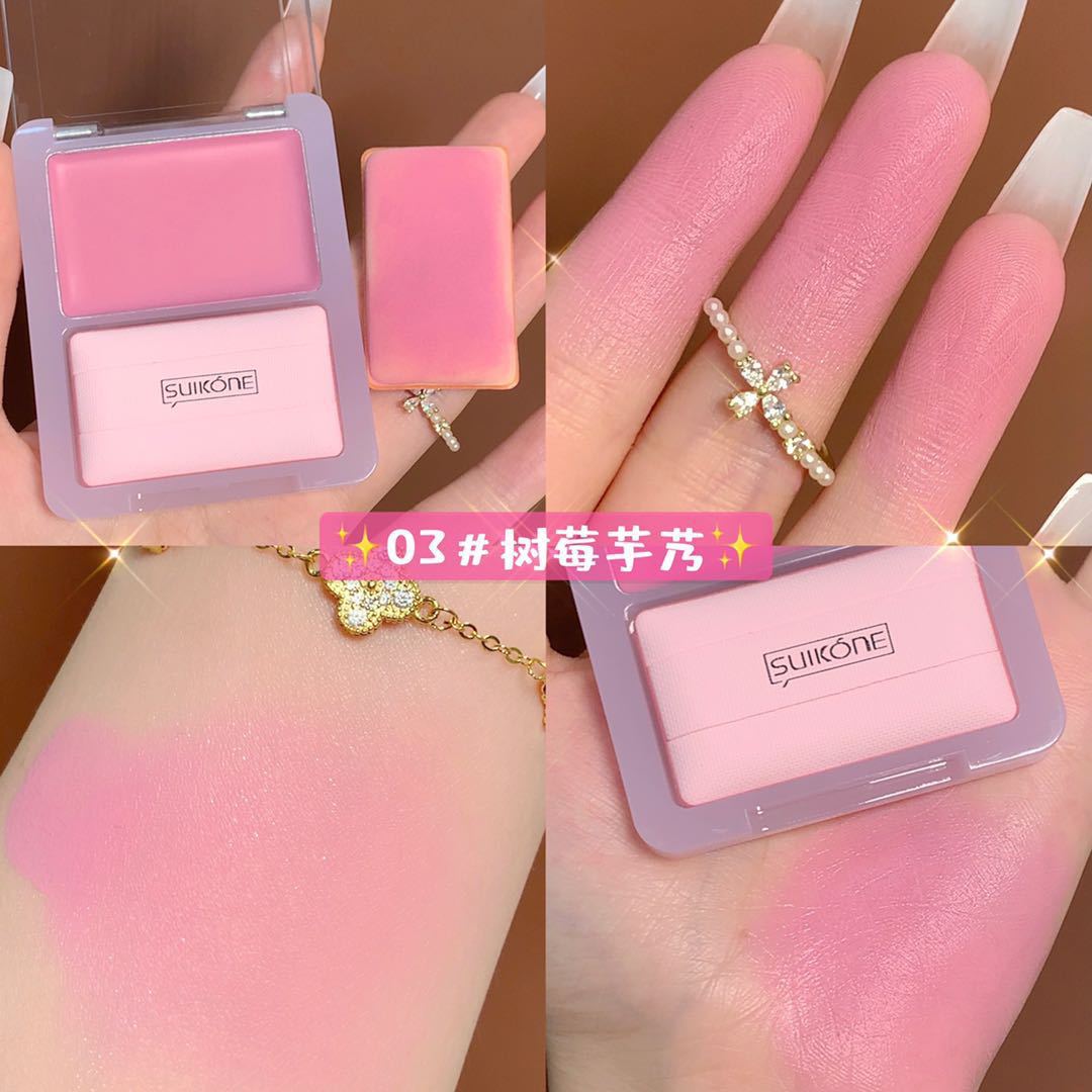 Suikone Clear Mousse Blusher Natural Nude Makeup Pearl Slightly Shiny Red Vigorous Girl Brightening Skin Color Plate