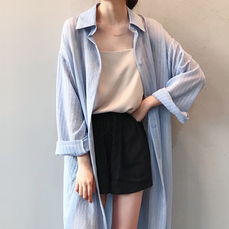 summer 2020 sunscreen shirt for women long sleeve thin shirt for women over the knee relaxed long shirt for women 30367