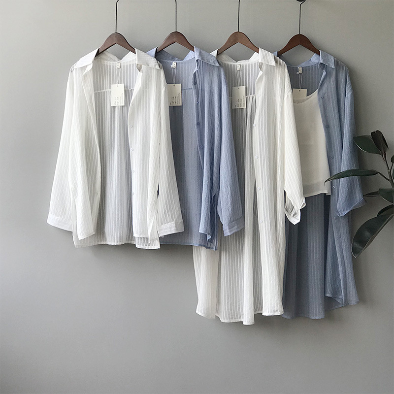 summer 2020 sunscreen shirt for women long sleeve thin shirt for women over the knee relaxed long shirt for women 30367