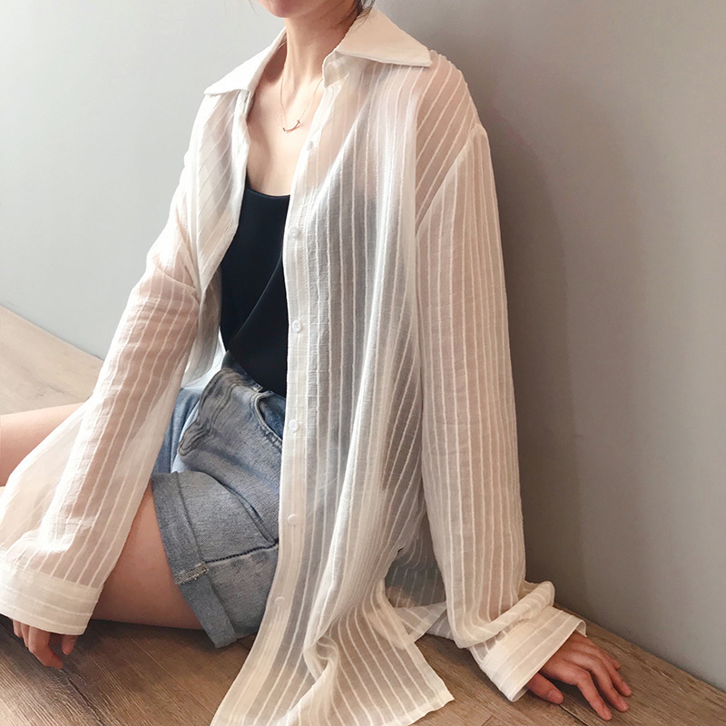 summer 2020 sunscreen shirt for women long sleeve thin shirt for women over the knee relaxed long shirt for women 30367