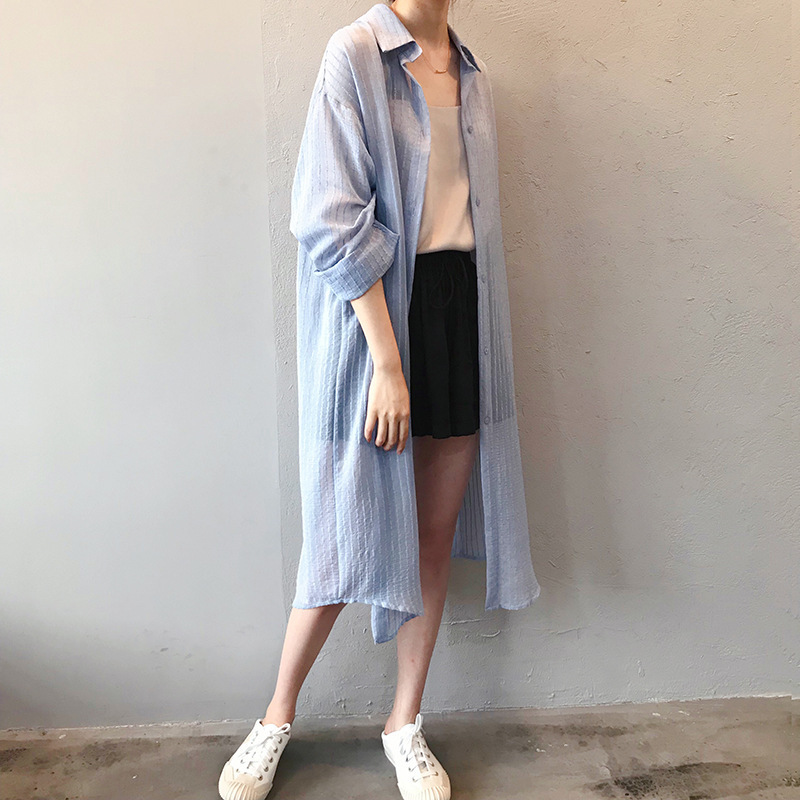 summer 2020 sunscreen shirt for women long sleeve thin shirt for women over the knee relaxed long shirt for women 30367