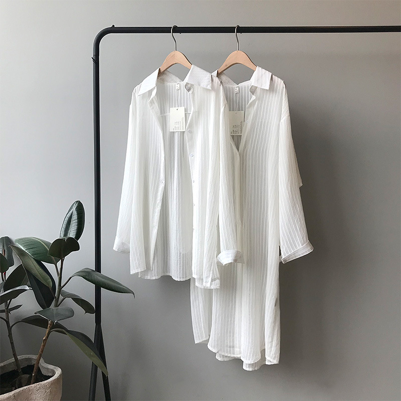 summer 2020 sunscreen shirt for women long sleeve thin shirt for women over the knee relaxed long shirt for women 30367